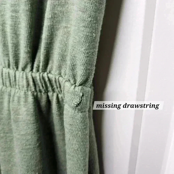 Old Navy Linen Blend Midi Olive Green Elastic Waistband Lounge Dress Size Small - Picture 3 of 6